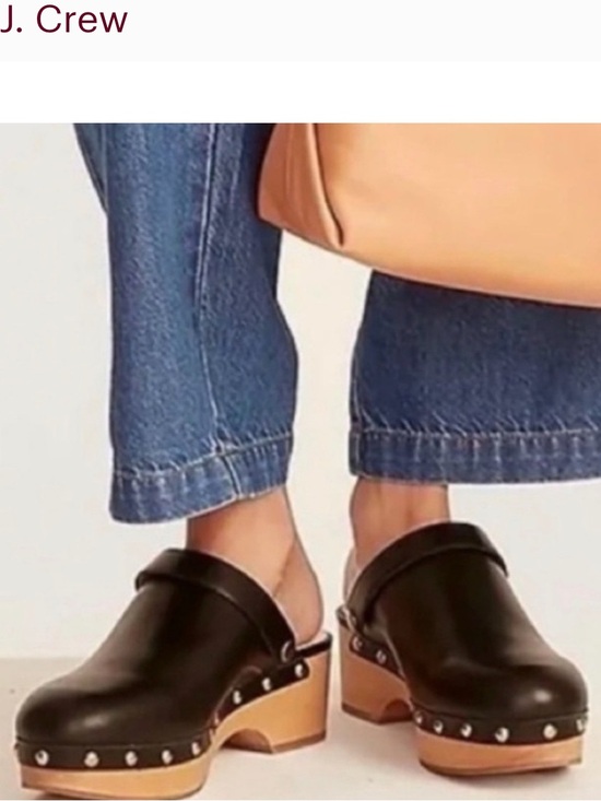J. Crew Shoes - J.Crew Convertible Leather Clogs wood sole stud detail versatile strap Size 9